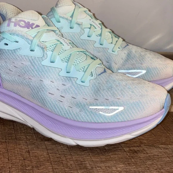 Hoka One One Clifton 9 Athletic Shoes Green Sunlit Ocean/Lilac Mist Size 10.5B - Picture 6 of 16